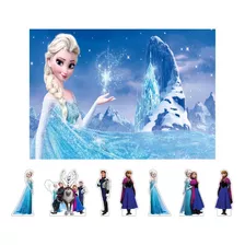 Kit Display De Mesa + Painel Festa Infantil Frozen