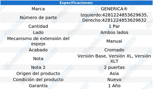 Par Juego Espejos Ford F-150 / F-250 1992 - 1996 Manual Rxc Foto 2