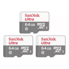 Kit 03 Cartão De Memória Micro Sd De 64gb Sandisk Rápido