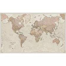Mapa Del Mundo Gigante, Póster De Mapa Antiguo Laminad...