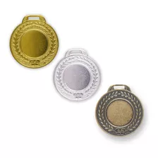 Kit 20 Medalhas De Aço 35mm Lisa - Ouro Prata Bronze