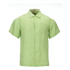 Camisa Lino Orgánico Hombre Linendyed Verde Rockford