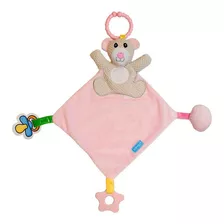 Naninha Bebe Infantil Urso Rosa Com Mordedor Clingo