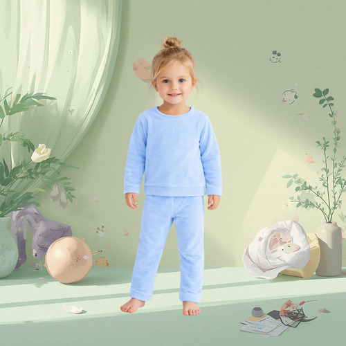 Pijama Conjunto Infantil Soft Menina Menino Fleece Inverno Azul Bebê 4