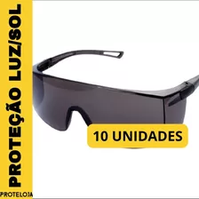 Kit 10 Óculos Proteção Segurança Rj Sky Escuro Fume Epi Top