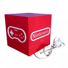 Luminária Abajur Nintendo Vermelho Com Botão Liga E Desliga