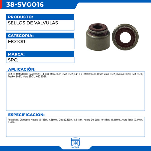 Set Sellos De Vlvulas Geo Metro 1989-1997 L3 1.0 6 Piezas Foto 5