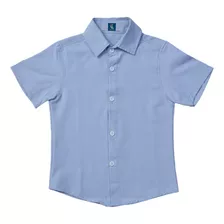 Camisa Social Azul Claro Infantil Manga Curta 