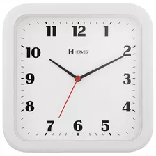 Relógio De Parede Branco Analógico Quadrado 23cm Herweg 6145