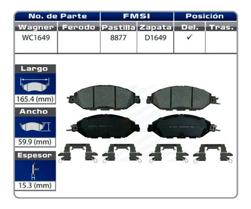 Balatas Delanteras Nissan Pathfinder 2013 2014 2015 Wagner Foto 2