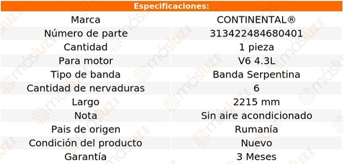 Banda 2215 Mm Acc Safari Gmc V6 4.3l 96/04 Continental Foto 5