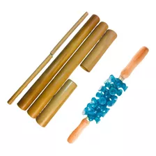 Kit Bamboo + Rolo Massagem Turbinada Modeladora Bambuterapia