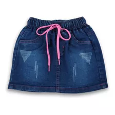 Saia Jeans Infantil Com Cadarço Regulador Estilosa