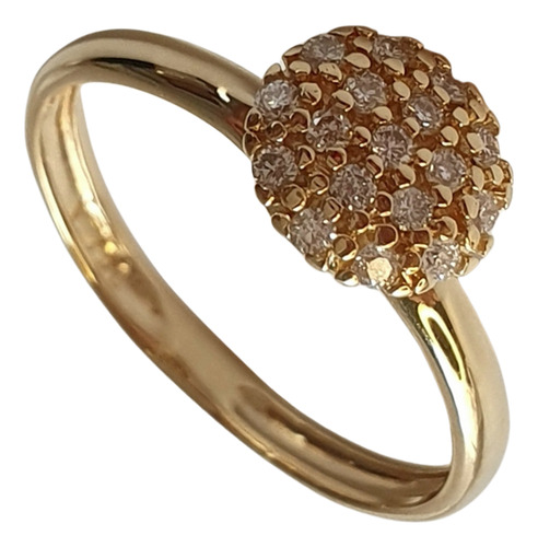 Anel Vivara Pavê De Diamantes De Ouro 18k 750 Amarelo 14