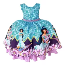 Vestido Jasmine Princesa Disney Infantil Menina Luxo