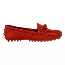 Sapatilha Mocassim Feminino Drive Couro Vermelho Oferta