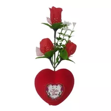 Regalo San Valentín Corazón Feliz Dia Con Flores Rosa Amor