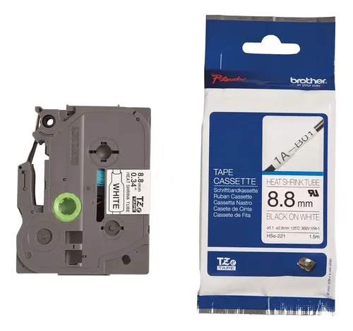 Cinta Brother Hse221 Termocontraible Rotuladora 8.8mm 1.5 Mt Color Blanco