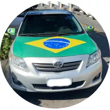 Kit Bandeira Brasil Capô De Carro Com Capa Para Retrovisor 