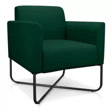 Poltrona Decorativa Base Industrial X Preta Maressa S23 Sued Cor Verde Desenho Do Tecido Liso