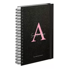 Agenda Planner Semanal Plus Personalizada Glitter Preto/rosa