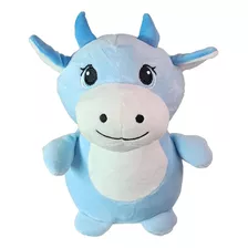 Vaca De Pelúcia Azul Plush Olho Bordado 23cm