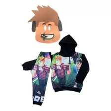 Conjunto Moletom Infantil Jogos Roblox Agasalho Com Mascara