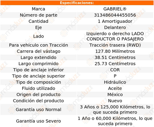 (1) Amortiguador Hid Del Silverado 1500 92/06 Gabriel Foto 2