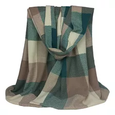 Pashmina / Xale / Cachecol Xadrez Clássico Verde Marrom Bege