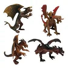 Kit Dino Dragão De Borracha Fantasy Acessórios Brinquedo