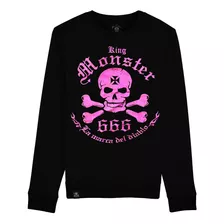 Sudadera Cuello Redondo Logo Kingmonster Foil Rosa