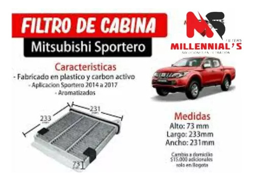 Filtro De Aire Acondicionado Mitsubishi L200 Sportero Nativa Foto 2