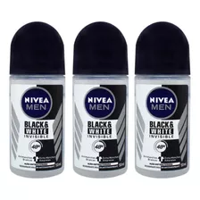 3 Desodorante Roll-on Nivea Men Black&white Invisible 50ml