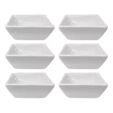 6 Mini Finger Food Quadrado De Porcelana 35ml Patê Molhos Cor Branco Molheira Mini.