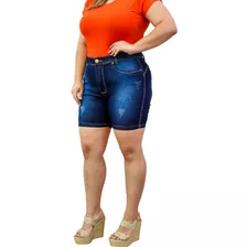 Shorts Jeans Meia Coxa Feminino Lycra Plus Size 