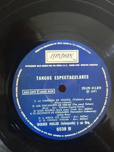Werner Müller Y Su Orquesta - Tangos Espectaculares - vinilo 1971
