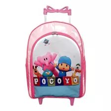 Mochila Pocoyo Rosa Rodinhas Duas Repartições Menina