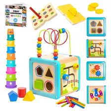 Pidoko Kids Cubo De Actividades De Madera Para Bebés Para Ni