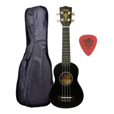 Ukulele Preto Seven Soprano Suk-07 Bk + Capa