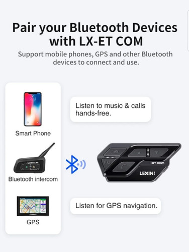 Intercomunicador Moto Lexin Bluetooth 5.0 Radio Fm Foto 6