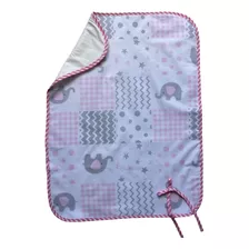 Cambiador Bebe Impermeable Elefantes Y Borde Rosa/gris