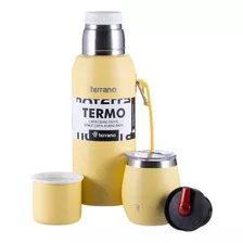 Kit De Mate - Termo Y Mate - Set Acero 1lt - Con Tapa