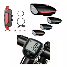 Kit Acessórios Bicicleta Lanterna Velocímetro S/fio E Pisca Cor Vermelho