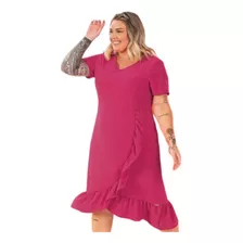 Vestido Feminino Curto Plus Size Babados Cativa Poliéster