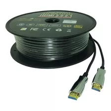 Cabo Hdmi 2.1 Rolo Fibra Óptica 8k Conectores Ouro 60 Metros