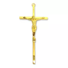 Crucifixo Cristo De Parede Dourado Estilizado Pequena 15cm