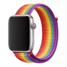 Malla Para Apple Watch Se 1 2 3 4 5 6 44 / 42 Mm Velcro Loop Ancho 245 Mm Color Iridiscent