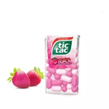 Balas Tic Tac Sabor Duplo Morango Kit Com 14 Unidades