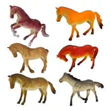 6 Cavalo De Borracha Miniatura Animal Brinquedo Haras