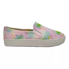 Tenis Feminino Tie Dye Slip On Sapatenis Casual Colorido